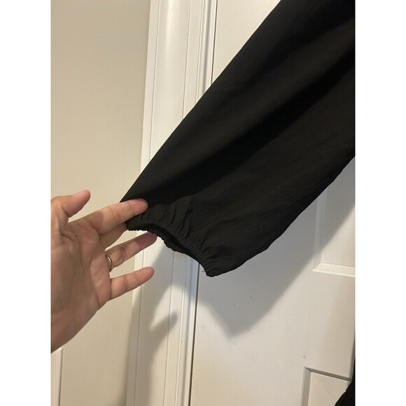 Ruffle Tiered Maxi Dress Black Cottagecore Peasant Witchy Funeral Modest Medium - Picture 6 of 8